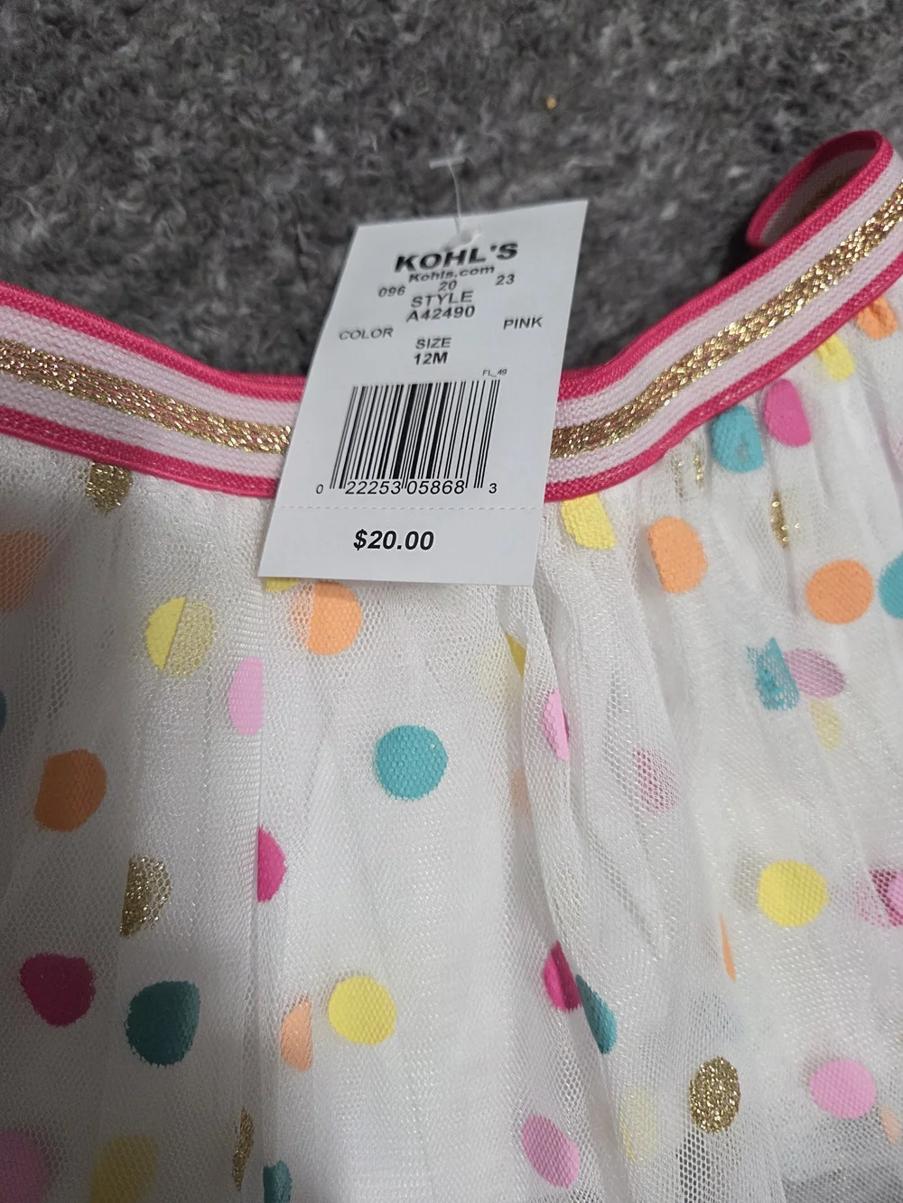Kohl's White Tulle Skater Skirt with Multicolor Polka Dots